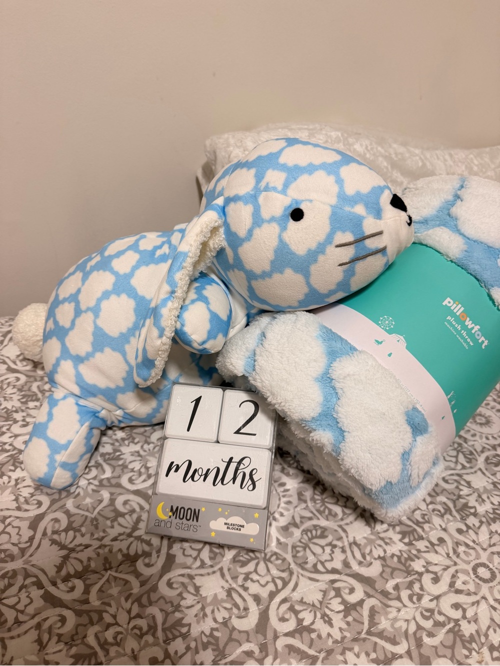 Plush Cloud Bunny Baby Pillowfort Blue & White
